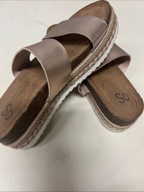 Comfort Slip-On Dual-Strap Sandal - Rose Gold